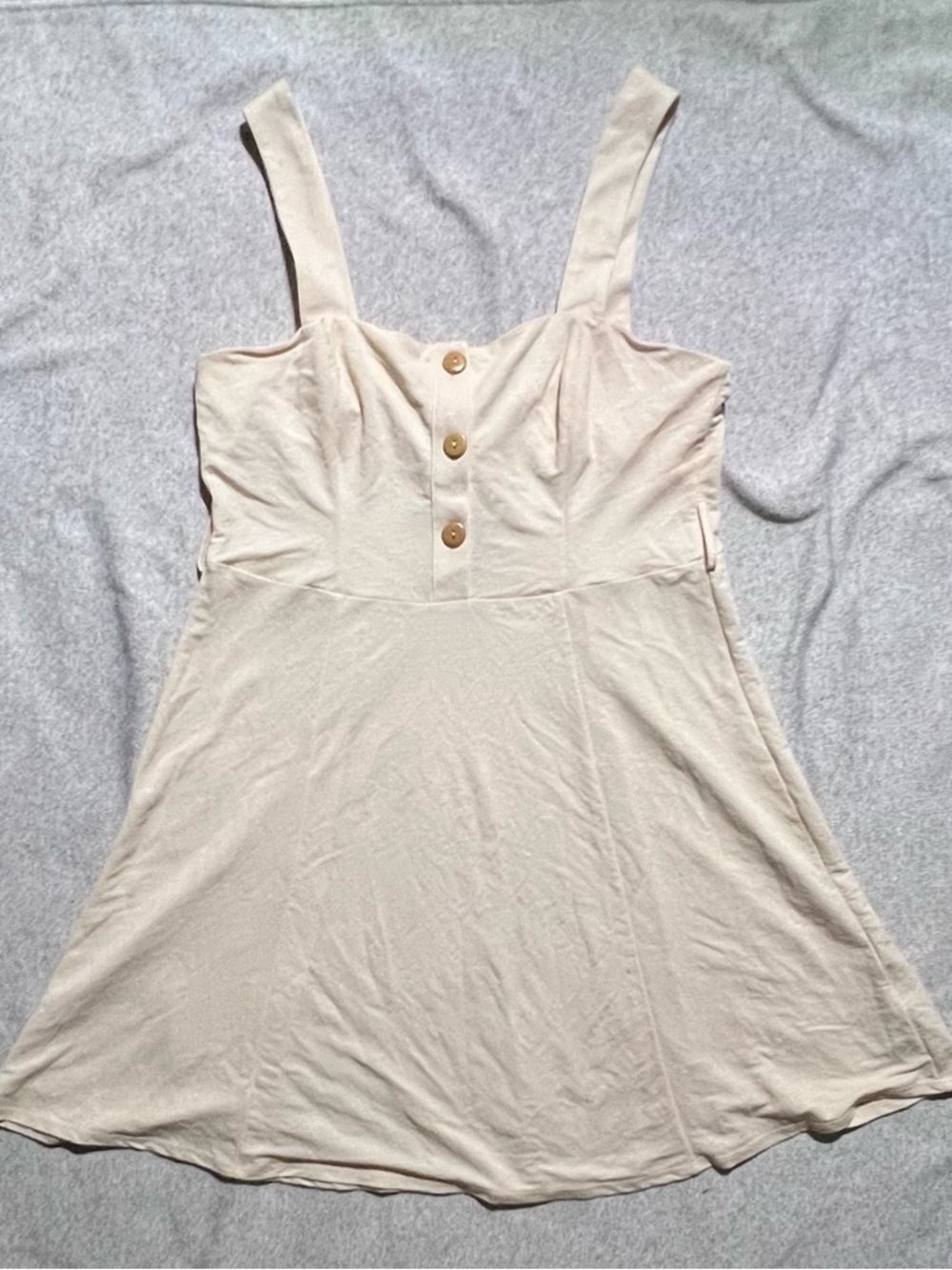 Topshop Cream Square-Neck Button-Front Cami Dress